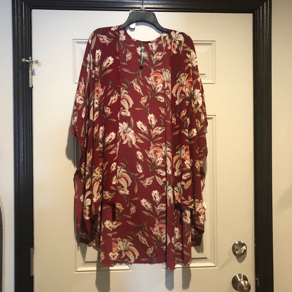 Floral cardigan flowy over shirt